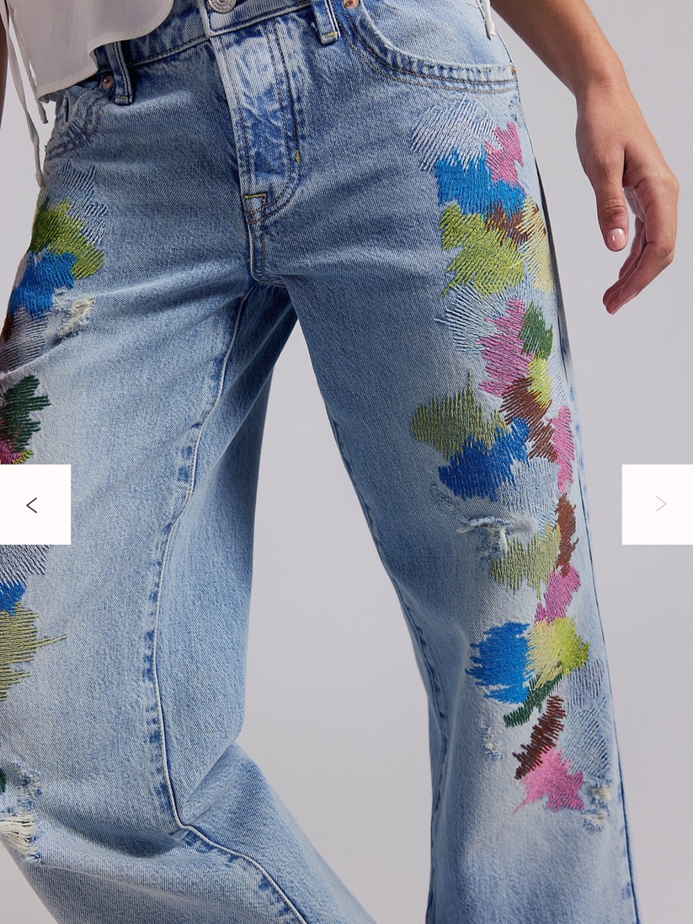 We the Free Tennessee Low Rise Embroidered Boyfriend Jeans